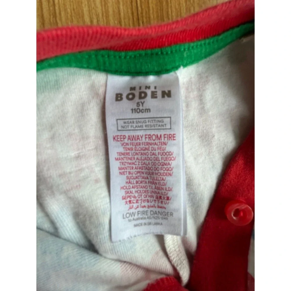 Girls Mini Boden Holiday Full Body Pajamas Size 5Y